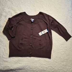 Nine West women's 3/4 sleeve brown 1X sweater NWT